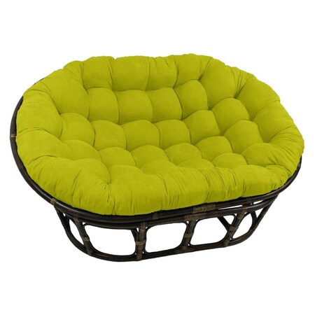 International Caravan 63 x 45 in. Rattan Double Papasan Chair with Microsuede Cushion, Green 3304-MS-ML